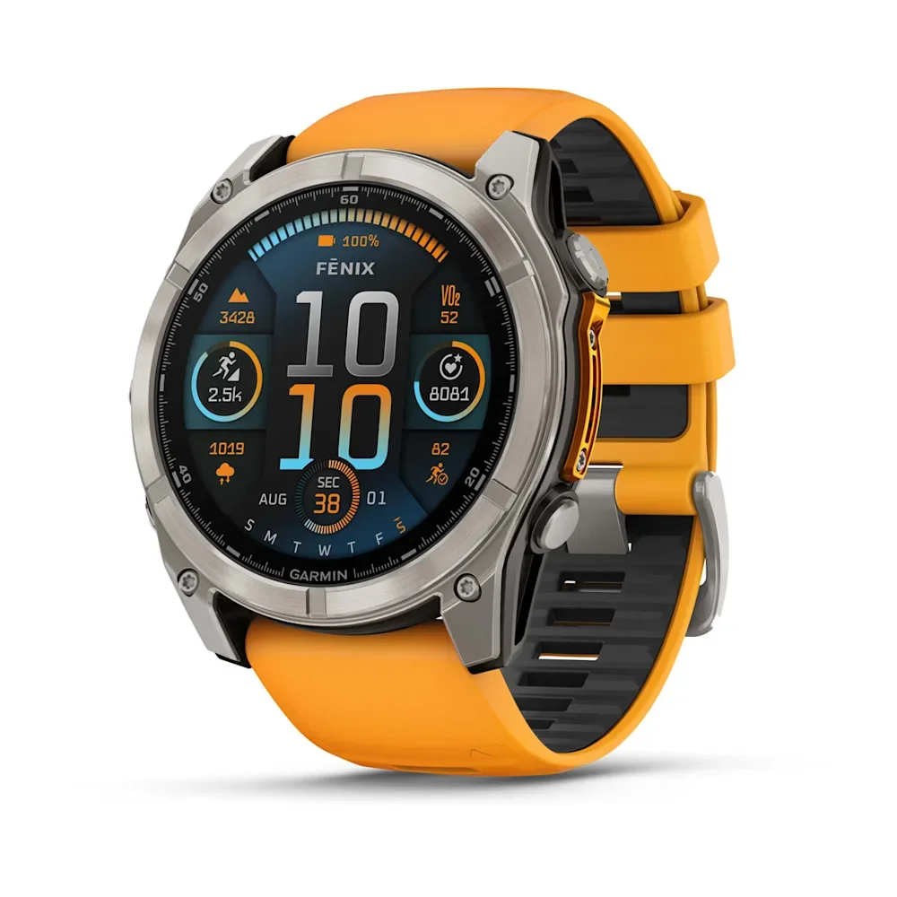 Garmin fenix 8 - 51 mm, AMOLED Sapphire, Titanyum Turuncu/Grafit Kayışlı 010-02905-11